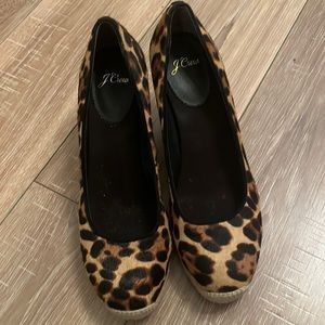 J Crew Leopard Espadrille Wedges